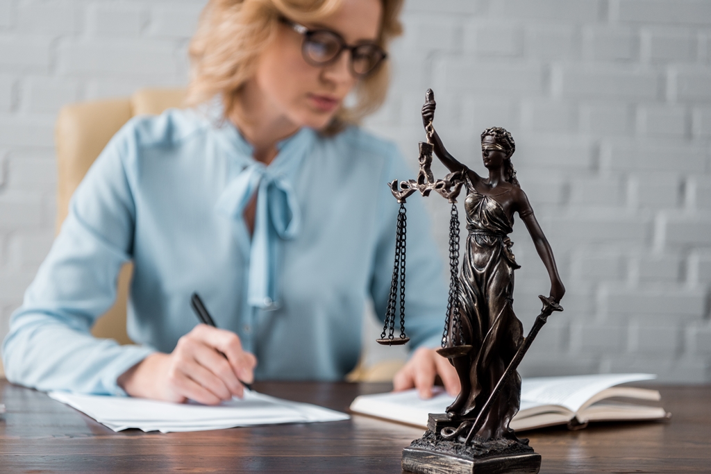 close view lady justice statue